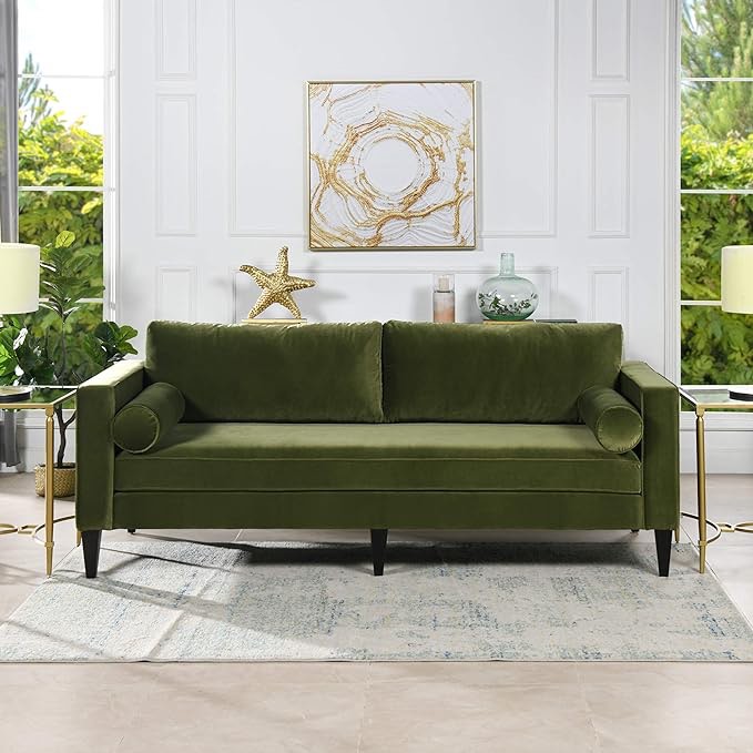 jade taylor green velvet sofa with nailhead teim (stocj photo similar but not exact)