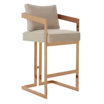 Taraji 29.9 in. Almond Metal Barstool with Velvet