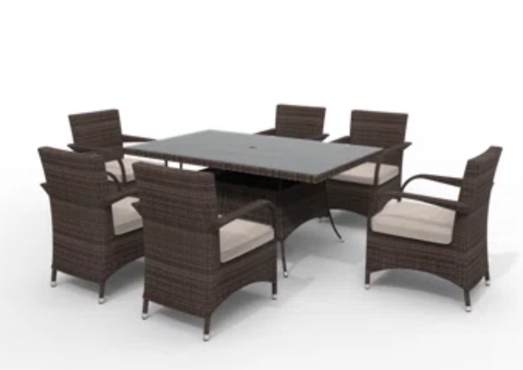 Direct Wicker 6 Person Outdoor Table Set