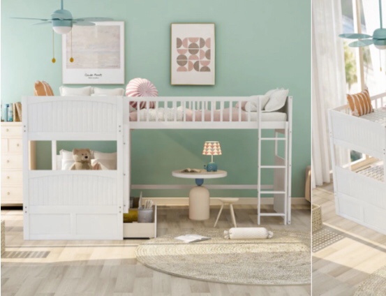 Twin Size Bunk Bed with a Loft Bed attached *incomplete, box 3/3 only*