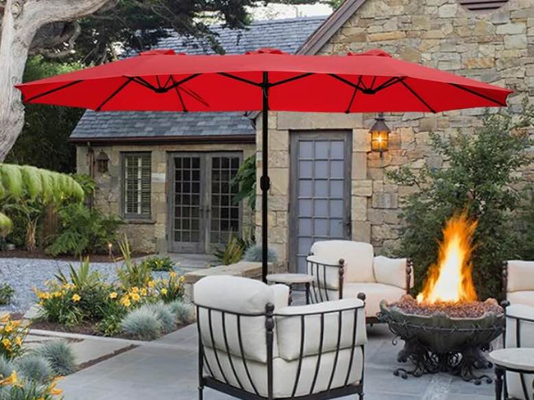 15x9 Feet rectangular umbrella-Red 