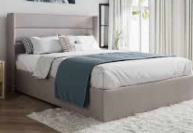 (incomplete) Lift Up Storage Bed / Wingback Headboard / Upholstered Platform Bed Frame / No Box Spring Needed /