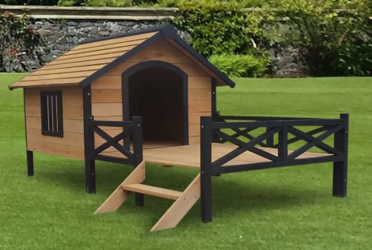 Outdoor Large Wooden Cabin House Style Wooden Dog Kennel with Porch