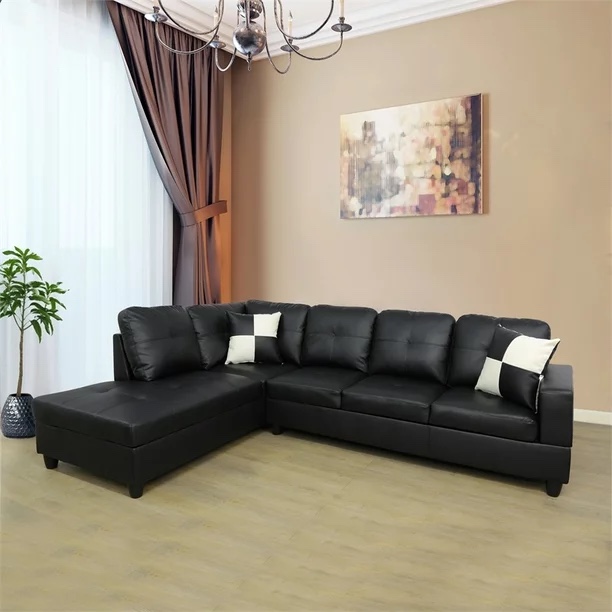 Lifestyle Furniture Smith Left-Facing Sectional Sofa Set in Ultimate Black( incomplete left arm sofa only)