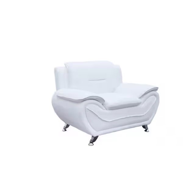 Sanuel 47.3 in. W White Faux Leather Club Chair (Set of 1)