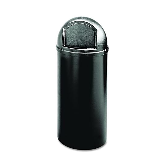 Rubbermaid Commercial Products Marshal Domed Round Trash Can, 25-Gallon, Black, Indoor/Outdoor Garbage Container/Waste Basket for Lobby/Office/Restroom/Restaurant/School