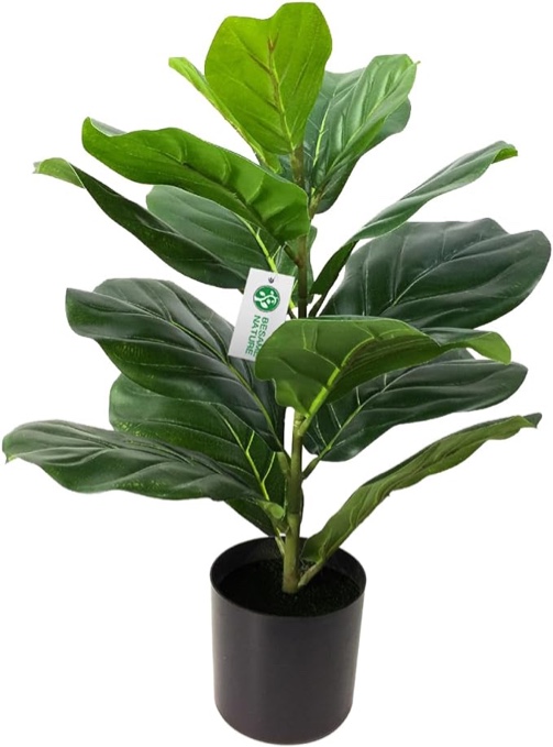BESAMENATURE 22" Artificial Mini Fiddle Leaf Fig Tree, Faux Tree Used for Home Office Decoration