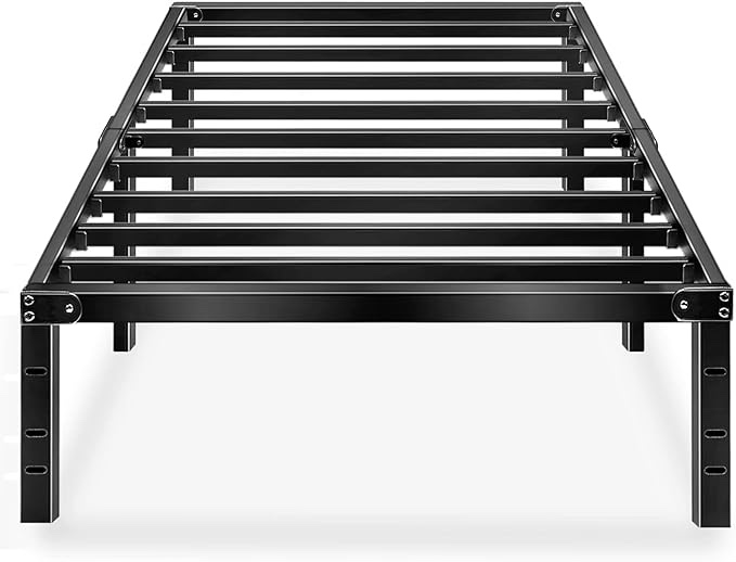 HAAGEEP Black Twin Metal Bed Frame No Boxspring Needed 14 Inch Beds Frames with Storage for Kids Girls Boys, at