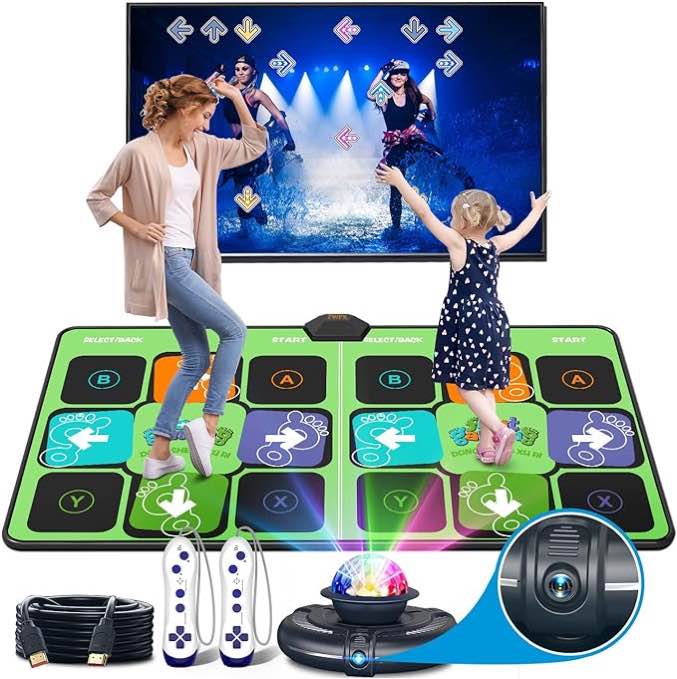 FWFX Dance Mat Games for TV - Wireless Musical Electronic Dance Mats with HD Camera, Double User Exercise Fitness Non-Slip Dance Step Pad Dancing Mat for Kids & Adults, Gift for Boys & Girls