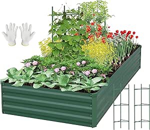 MATICO Sliver Galvanized Raised Garden Beds for Vegetables, Flower & Herb, Metal Planter Box Steel Kit, Planter Boxs Designed for Easy DIY, Large Size