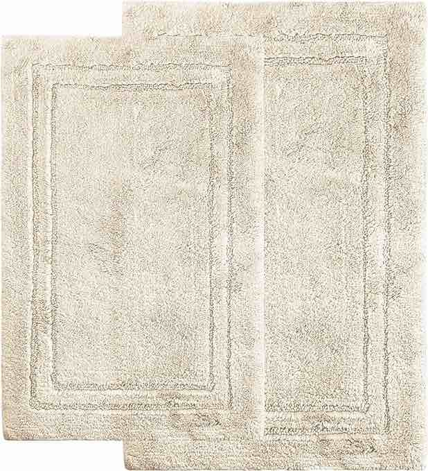 SUPERIOR Non-Slip Cotton Set with Spray Latex Backing Bath Rug, 2-Pieces 20" x 30", 24" x 36", Black