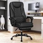Guessky Executive Office Chair, Big and Tall Office Chair with Foot Rest Reclining Leather Chair High Back Home Office Desk Chair with Lumbar Support Ergonomic Office Chair with Padded Armrests(Black)