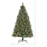 Holiday Time 7.5ft Pre-Lit Glittering Frost Pine Christmas Tree, Green, 7.5', Warm White LED