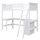 Twin Loft Bed w/ Shelves & Desk, White WF295414AAAK ( Box 2 Of 2 Only Incomplete) 