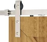 DIYHD 8FT Brushed Nickel Sliding Barn Door Hardware Two-Side Soft Closing Mechanism