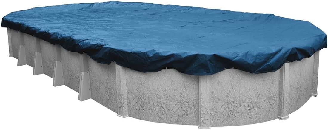 Pool Mate 351224-4PM Heavy-Duty Blue Winter Pool Cover for Oval Above Ground Swimming Pools, 12 x 24-ft. Oval Pool