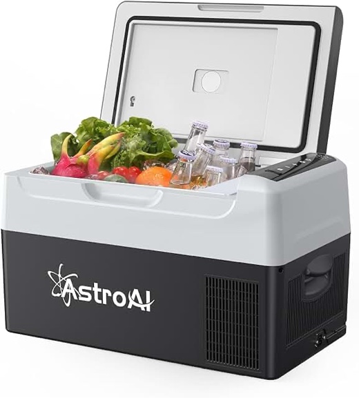 AstroAI 12 Volt Car Refrigerator, 12V Portable Freezer 23 Quart Camping Fridge 22L (-4â„‰~68â„‰) with 12/24V DC & 110V AC for Car, RV, Truck, Van, Boat for Camping, Travel, Fishing Outdoor