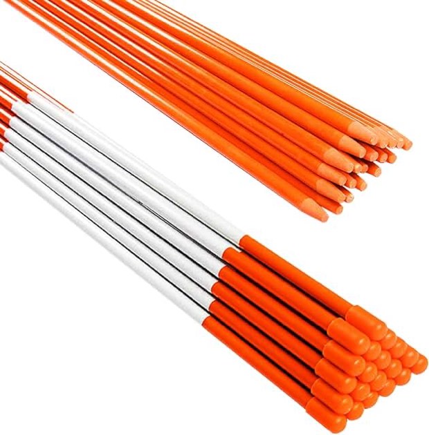 Tingyuan 20 Pcs Driveway Markers with Reflective Tape Fiberglass Snow Stakes (48 Inch, 5/16 Inch Diameter)