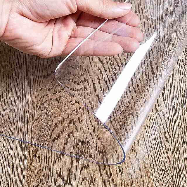 LovePads 2mm Thick 60 x 60 Inches Clear Table Cover Protector, Square Table Protector for Dining Room Table, Clear Plastic Tablecloth Protector, Table Pad for Kitchen Wood Grain
