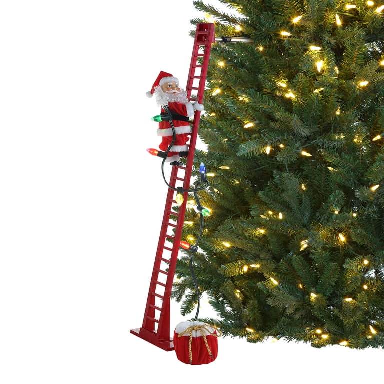 Mr. Christmas 42" Animated Super Climbing White Santa, Red Ladder