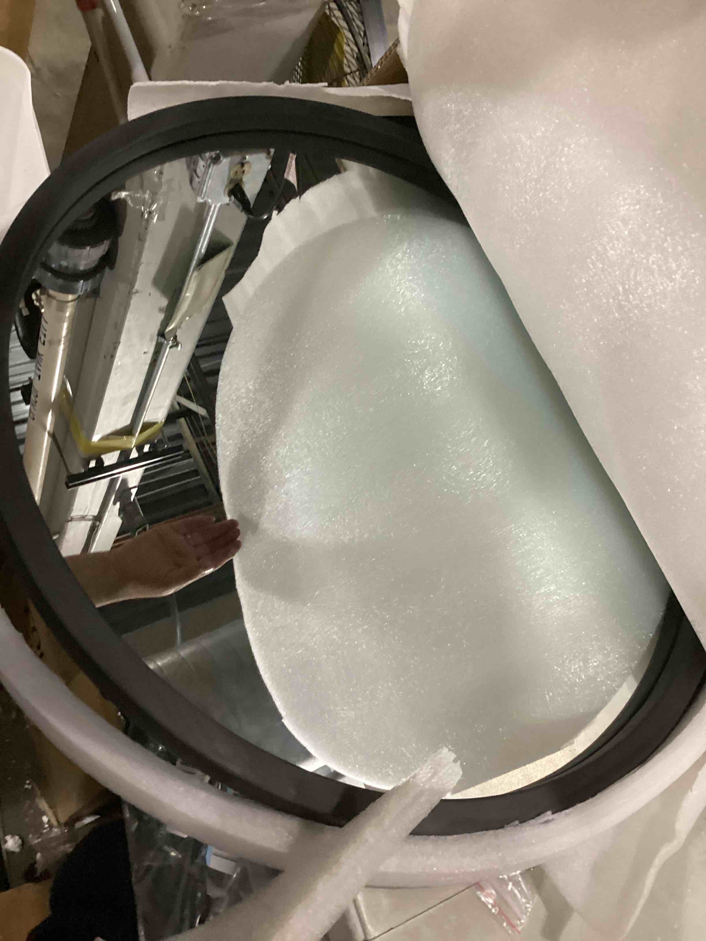 FUWU HOME Black Round Wood Mirror with Wood Frame 24 inch Circle Wall