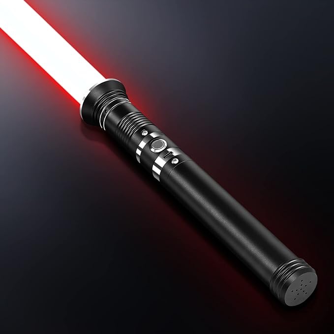 HOCET Star Wars Neo Realistic Pixel Lightsaber Metal Hilt Full Size,Smooth Swing Force FX Lightsaber,Heavy Dueling Lightsaber,Black Series Light Saber,Costume Toys for Kids(Black)