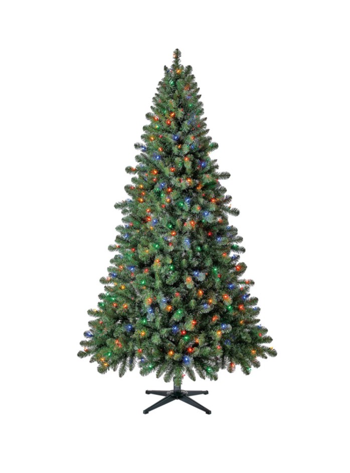 Holiday Time 7 ft Pre-Lit Duncan Fir Artificial Christmas Tree, Multi-Color LED Lights, by Holiday Time
