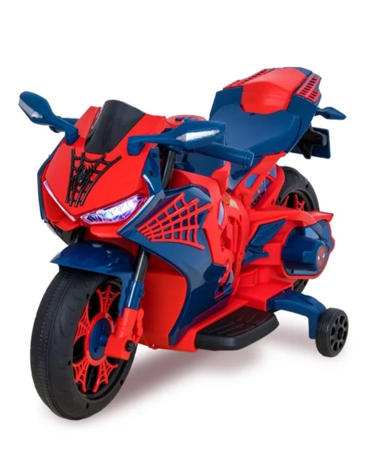 Spiderman 6V Motorcycle Ride On, for Kids, Ages 3+, Rechargeable Battery, up to 65lbs