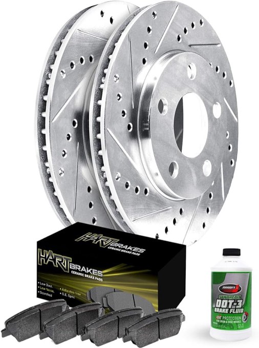 Hart Brakes Front Brakes and Rotors Kit |Front Brake Pads| Brake Rotors and Pads| Ceramic Brake Pads and Rotors |fits 2013-2020 Nissan Altima