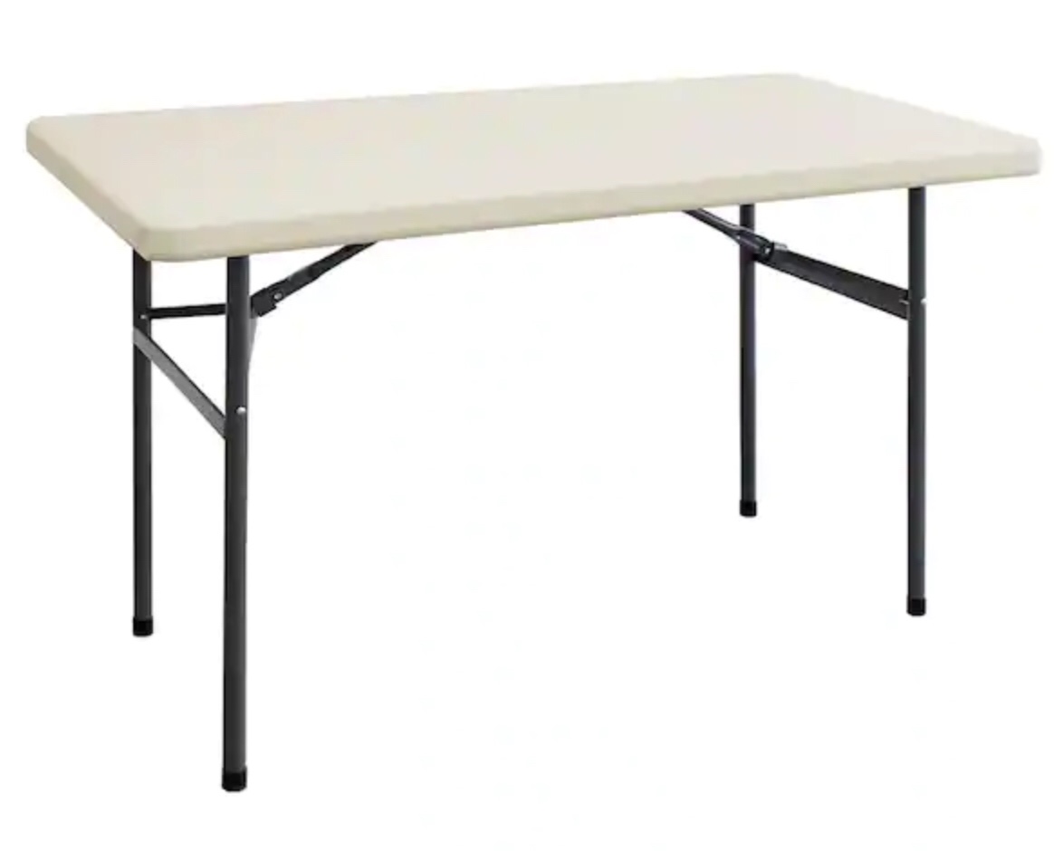 HDX 4 ft. Earth Tan Plastic Folding Banquet Table