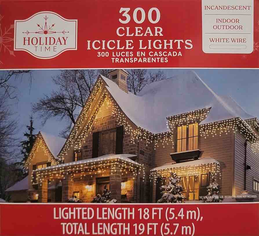 Holiday Times 300-count Icicle Outdoor String Lights Christmas Lights, Clear With White Wire