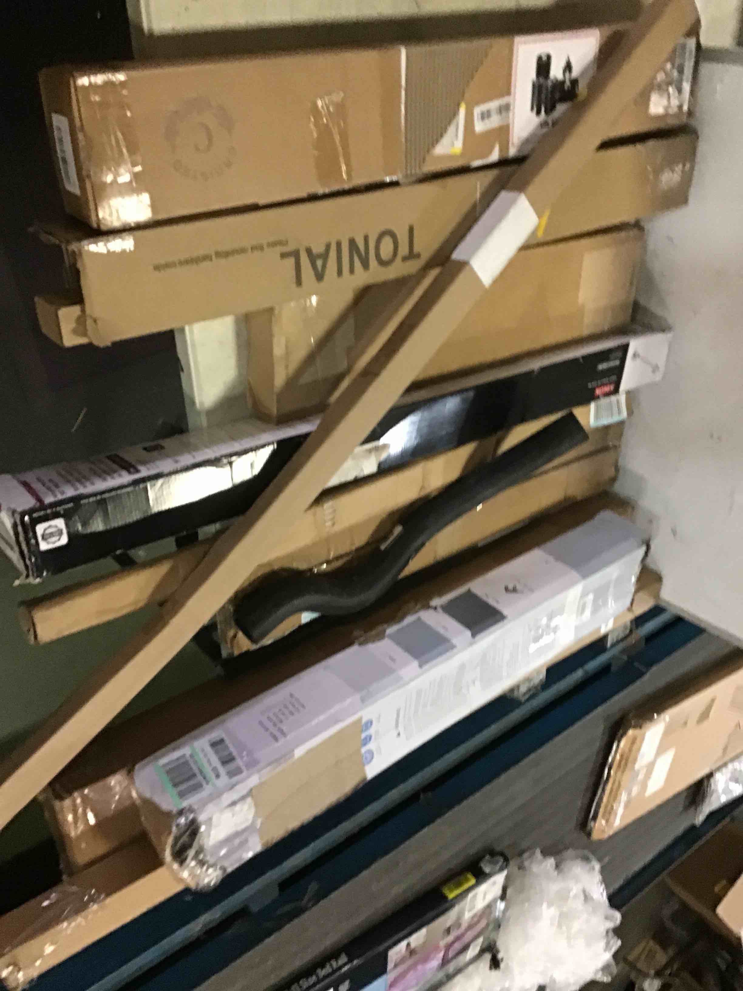 Assortment of Miscellaneous products (May Include cordless shade, curtain rods, retractable baby gate, Led universal linear lamp and more or other use)