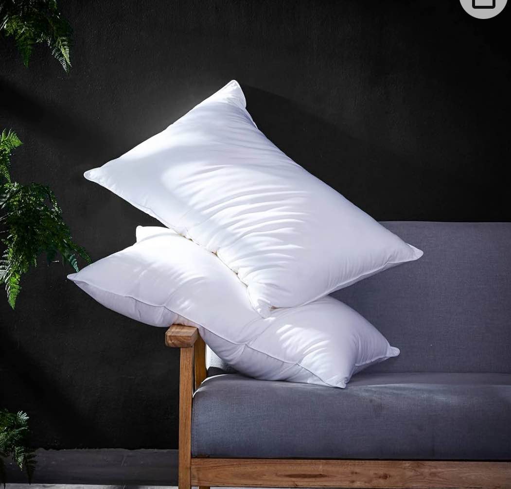 Acrafsman Goose Down Alternative Pillows,Bed Pillows for Sleeping,Hotel Collection,100%Breathable Cotton,Queen Pillows(20x28inches,White) Set of 2