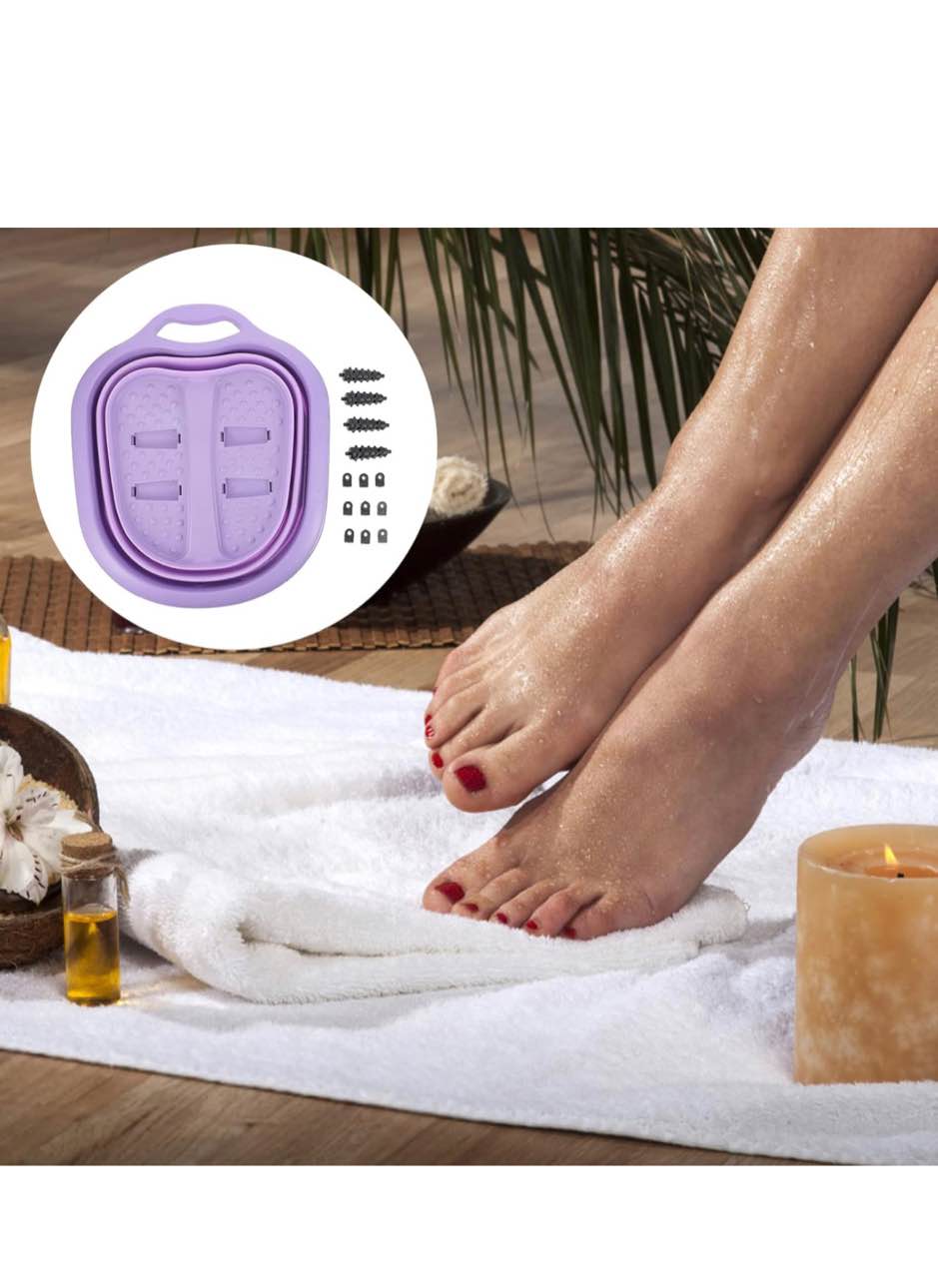 XCEART 1pc Portable Foot Bucket Epsom Salts for Soaking for Pain Foot Massage Bucket Dish Wash Basin Foot Bath Basin Foot Soak Pedicure Foot Spa Travel Care Foot Basin Silica Gel Purple