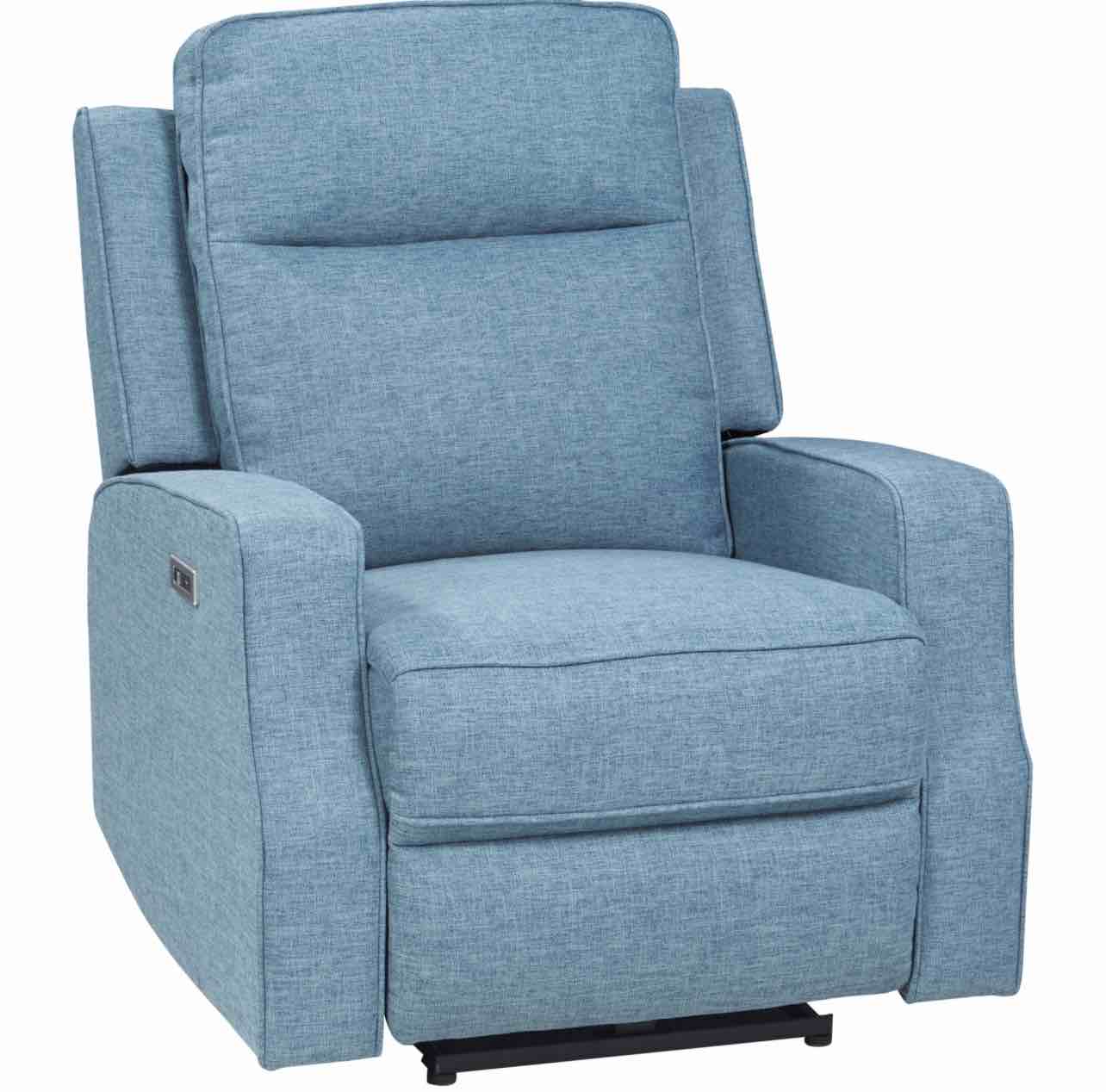 HOMCOM Electric Power Wall Hugger Recliner Chair Armchair Sofa with Linen Upholstered Seat, and Retractable Footrest, Blue