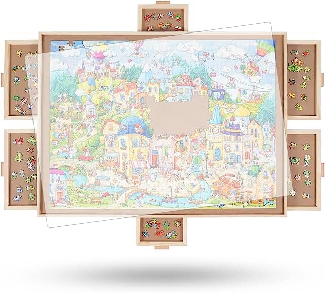 Wooden Puzzle Board 6 Drawers