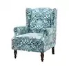 Gille Traditional Blue Upholstered Wingback Accent Chair with Spindle Legs