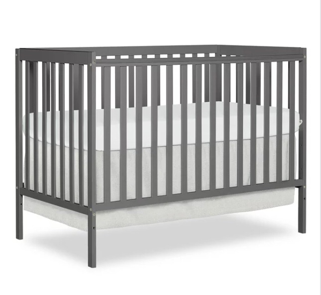 Dream On Me Synergy 5-in-1 Convertible Crib in Steel Grey, Greenguard Gold Certified