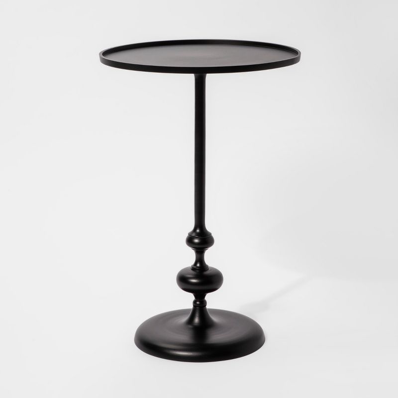 Threshold Londonberry Turned Metal Accent Table | Black | 22" X 15" |