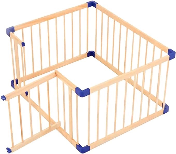 Jolan Baby Playpen Wooden, Easy to Install and Remove Baby Fence, Toddler Safety Playpen with Door, Indoor Outdoor Kids Activity Center Fence, 61cm High, Durable/Breathable,140×200cm