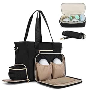 BAFASO Wearable Breast Pump Bag with Cooler and Laptop Sleeve (Compatible with Willow, Elvie and Momcozy), Pumping Bag for Working Moms (Patent Pending), Black