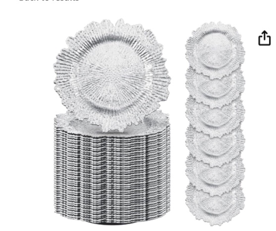 Tanlade 100 Pcs Reef Charger Plates Bulk 13 Inch Plastic Wedding Chargers Decor Floral Decorative Charger Plates Metallic Ruffled Rim Charger Plates for Wedding Party, Holiday Event Supplies ( Silver )