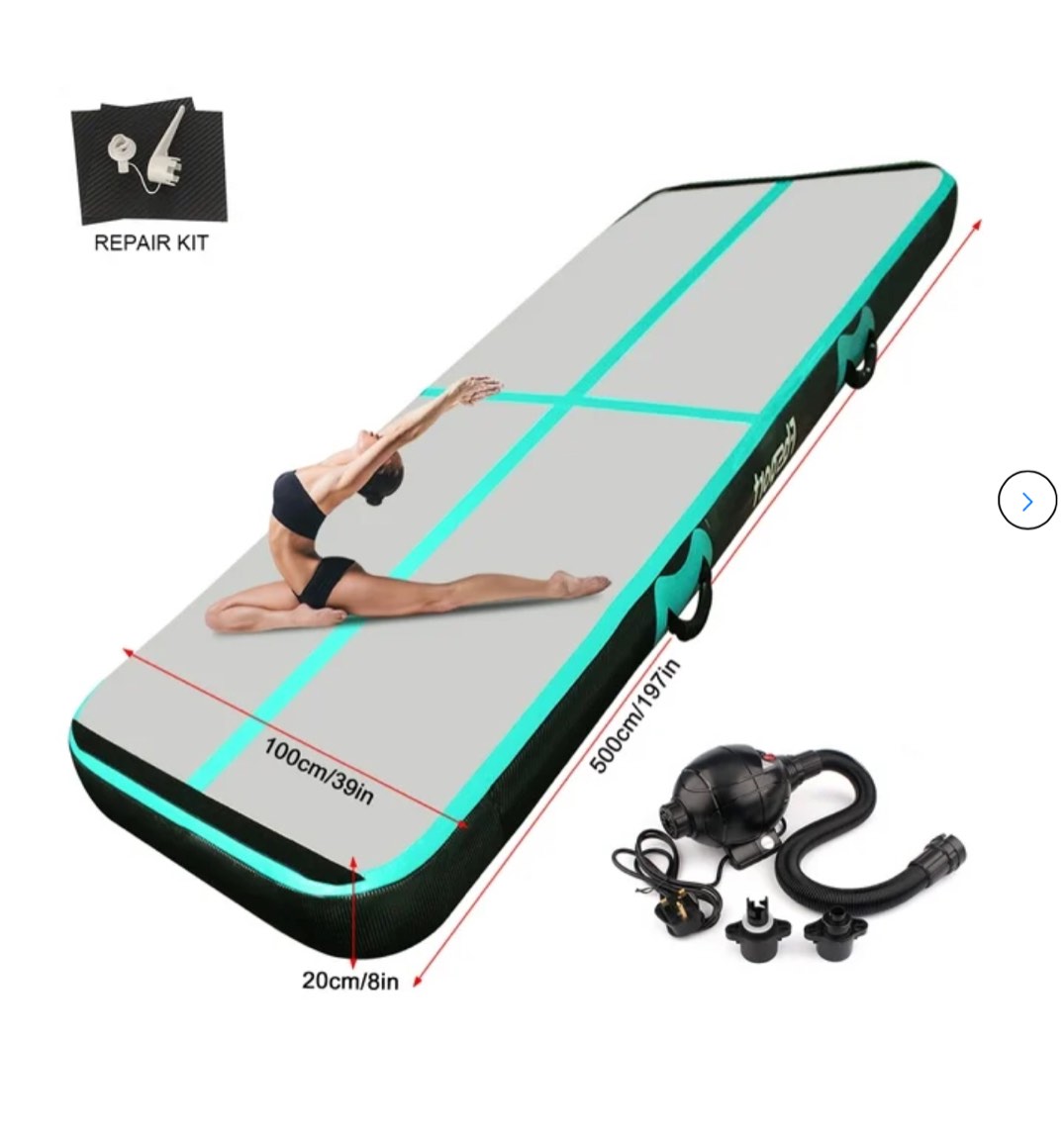 Fbsport Green Black 16ft Inflatable Air Track Tumbling Gymnastic Mat Floor Home 