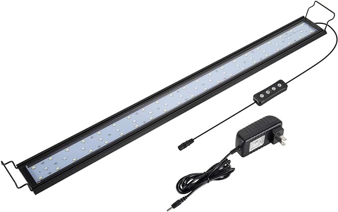 hygger 20W Full Spectrum Aquarium Light with Aluminum Alloy Shell Extendable Brackets, White Blue Red LEDs, External Controller, for Freshwater Fish Tank (30-36 inch)