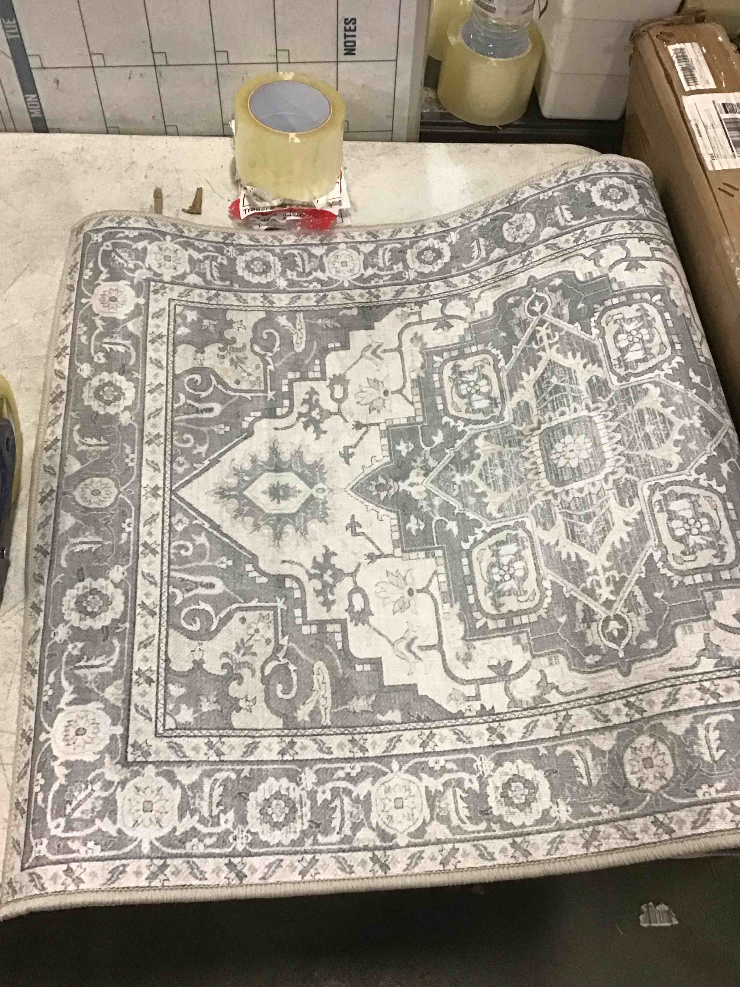 grey and white rug runner 