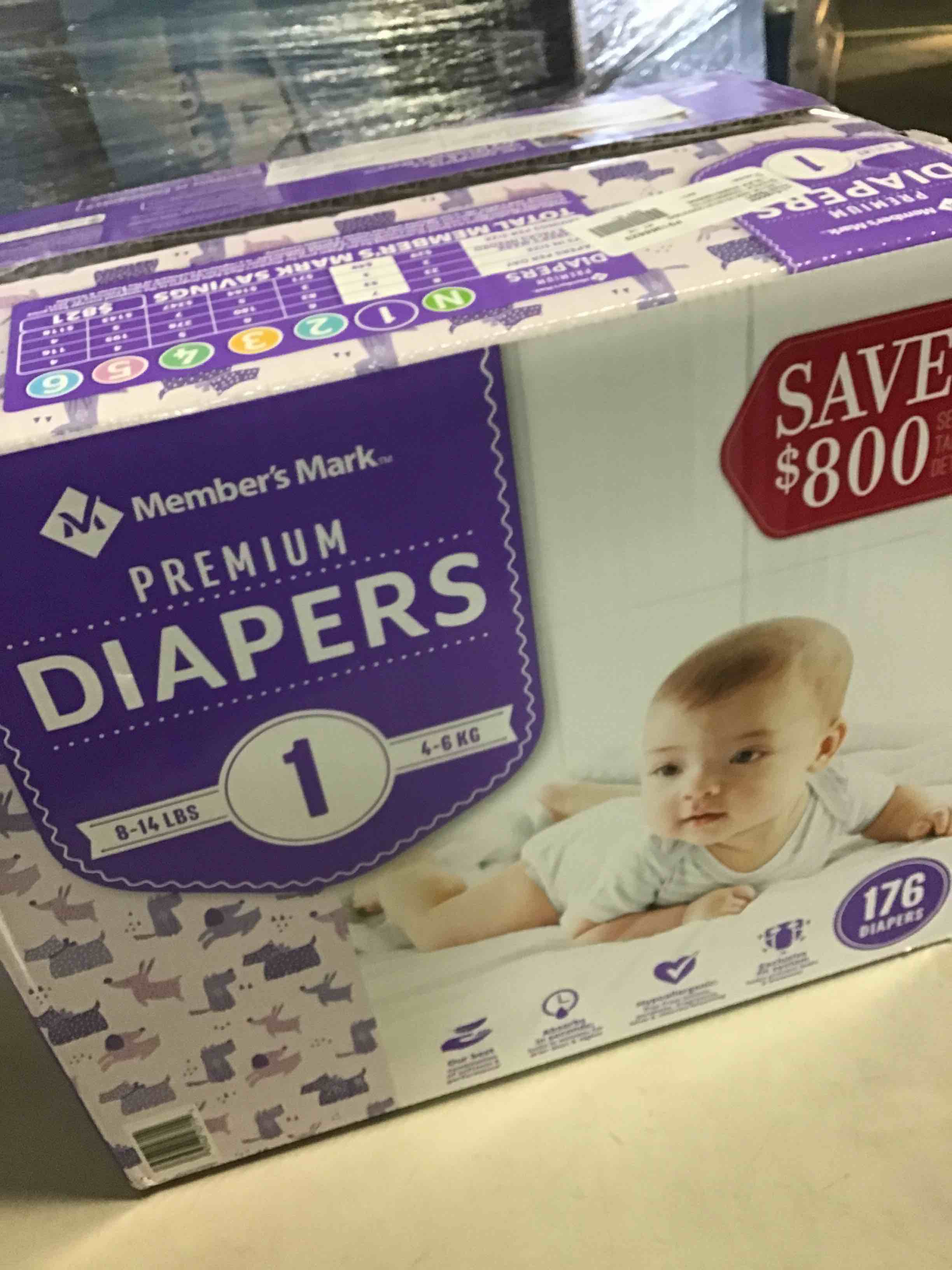 Member's Mark Premium Baby Diapers, Size 1 176 ct. (8 14 lbs.)
