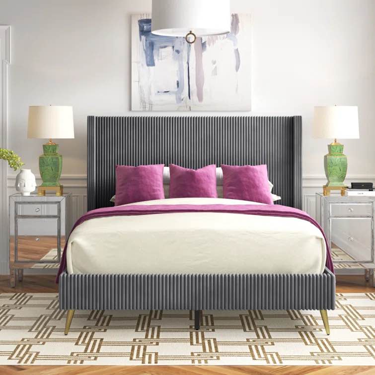 Andretta Upholstered Low Profile Platform Bed, Twin 