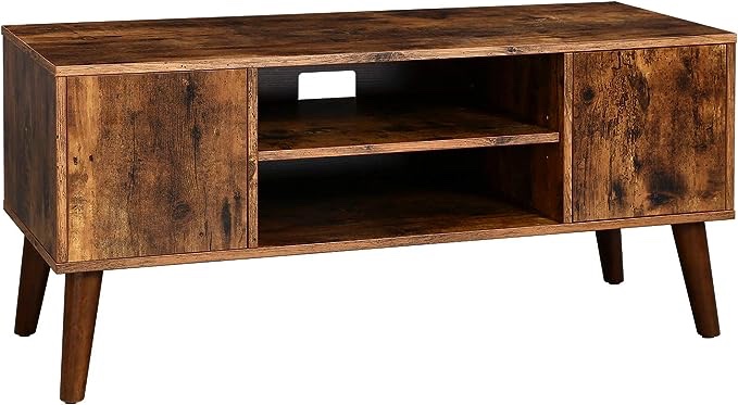 VASAGLE Retro TV Stand for Televisions up to 42 Inches, Mid-Century Modern Entertainment Center, 43.4”, Rustic Brown