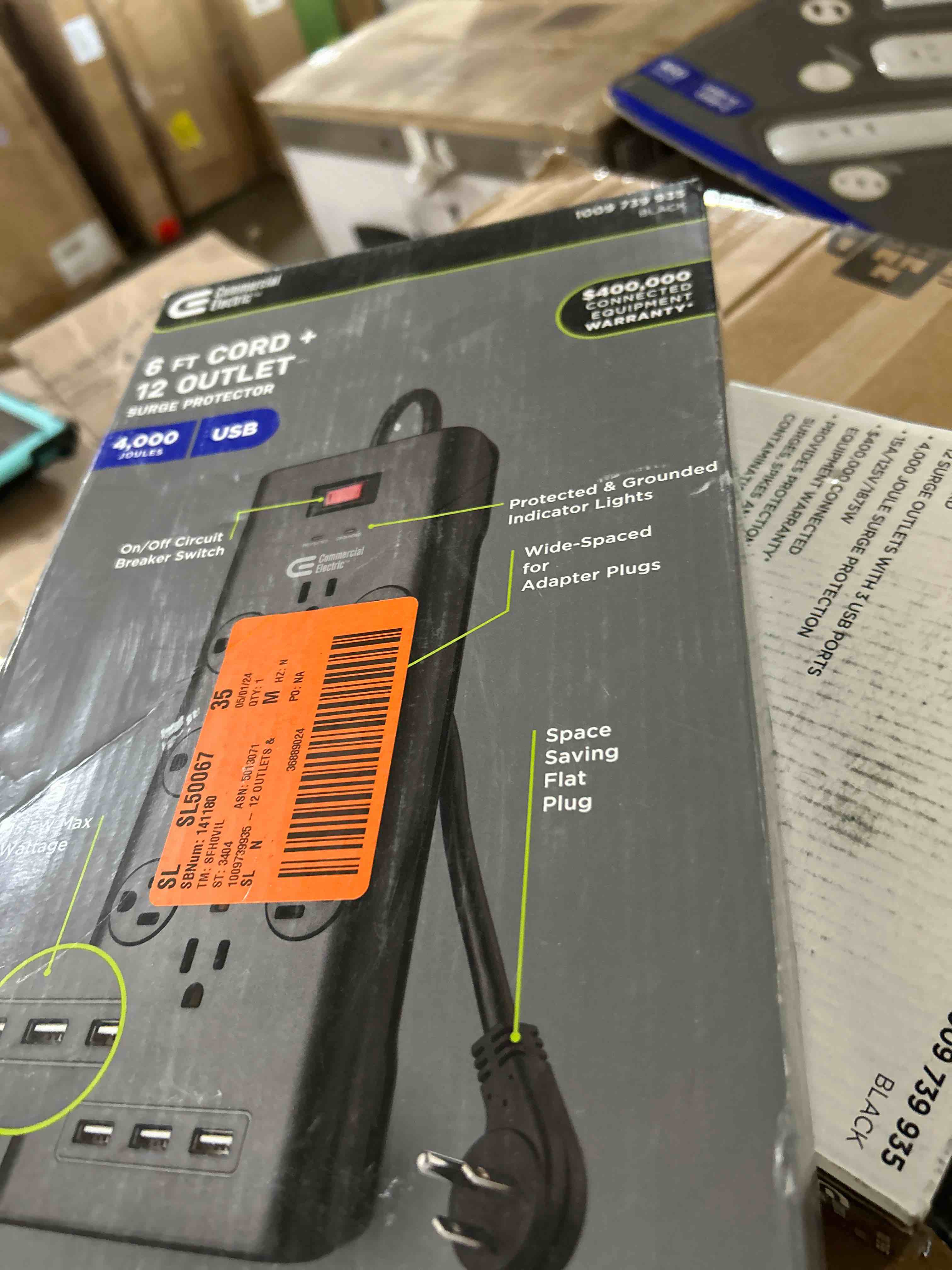 commercial electric 12 outlet power strip