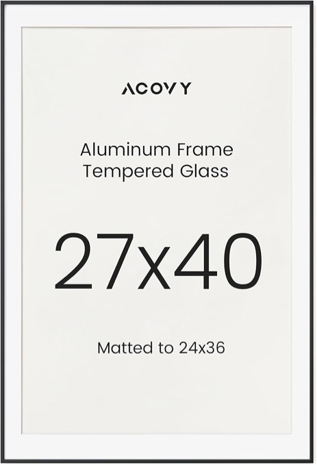 27x40 Poster Frame, 27x40 Frame with Mat for 24x36, (6 frames)